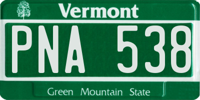 VT license plate PNA538