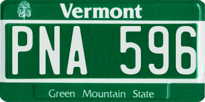 VT license plate PNA596