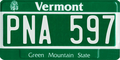 VT license plate PNA597