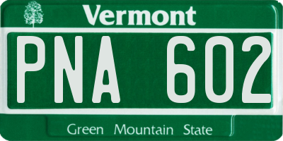 VT license plate PNA602