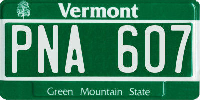 VT license plate PNA607