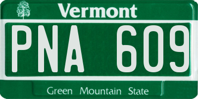 VT license plate PNA609