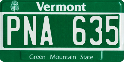 VT license plate PNA635