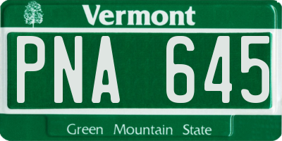 VT license plate PNA645