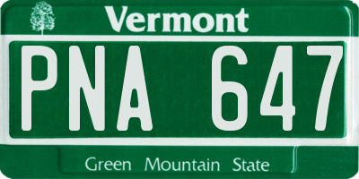 VT license plate PNA647