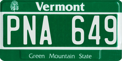VT license plate PNA649