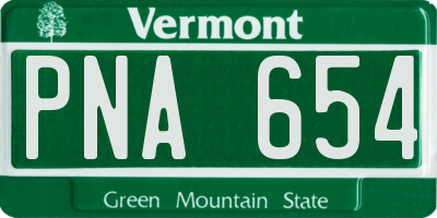 VT license plate PNA654
