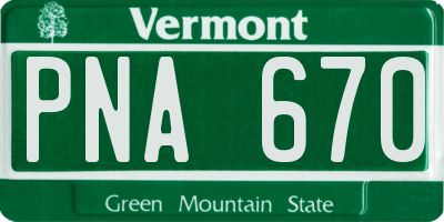 VT license plate PNA670