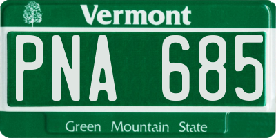 VT license plate PNA685