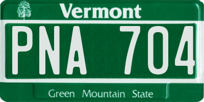 VT license plate PNA704