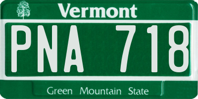 VT license plate PNA718