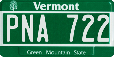 VT license plate PNA722