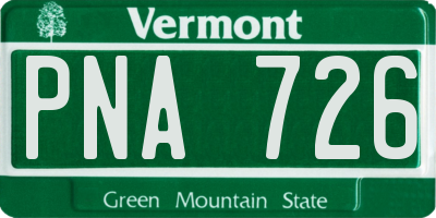 VT license plate PNA726