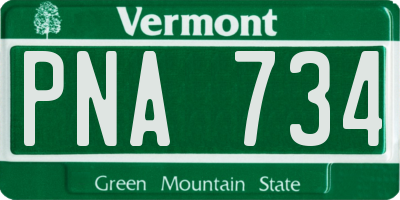 VT license plate PNA734
