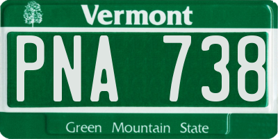 VT license plate PNA738