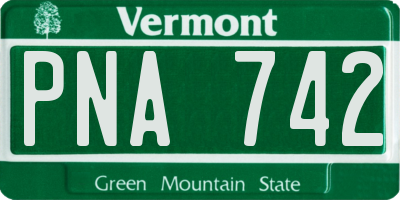 VT license plate PNA742