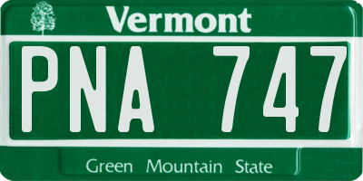 VT license plate PNA747