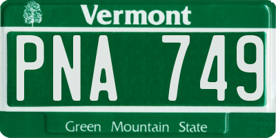 VT license plate PNA749