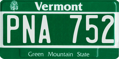 VT license plate PNA752