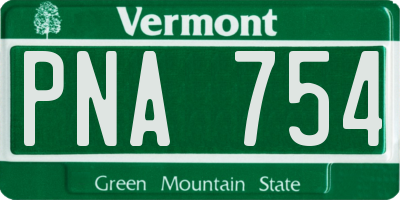VT license plate PNA754