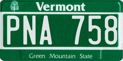 VT license plate PNA758