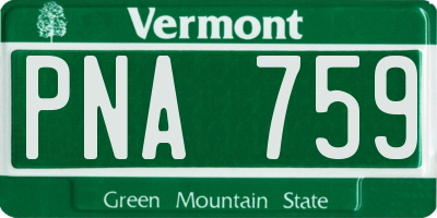 VT license plate PNA759