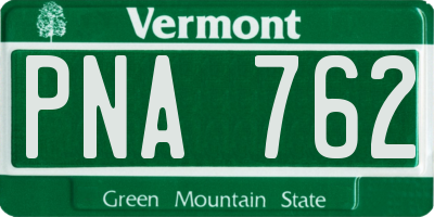 VT license plate PNA762