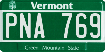 VT license plate PNA769