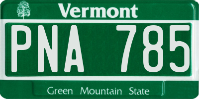 VT license plate PNA785