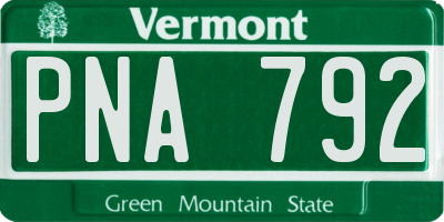 VT license plate PNA792