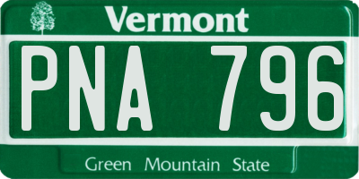 VT license plate PNA796