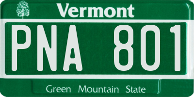 VT license plate PNA801