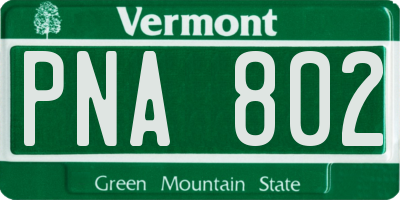 VT license plate PNA802