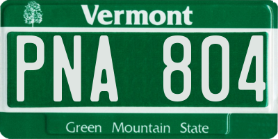 VT license plate PNA804