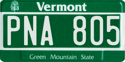 VT license plate PNA805