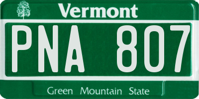 VT license plate PNA807