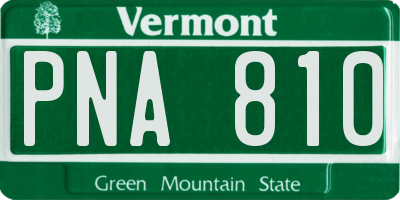 VT license plate PNA810