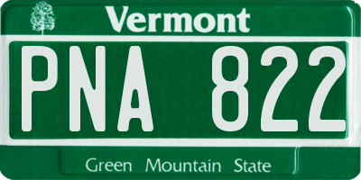 VT license plate PNA822