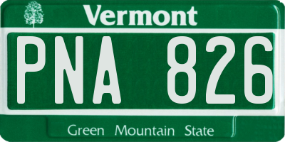 VT license plate PNA826