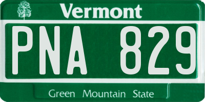 VT license plate PNA829