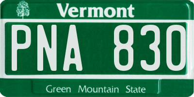 VT license plate PNA830