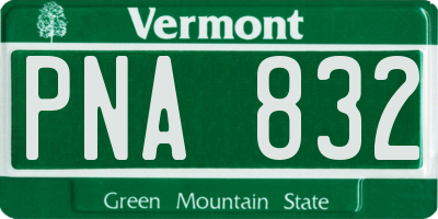 VT license plate PNA832