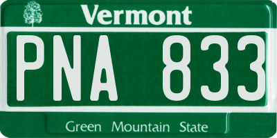 VT license plate PNA833