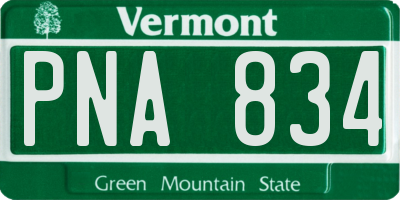 VT license plate PNA834