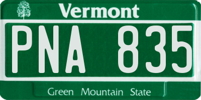 VT license plate PNA835