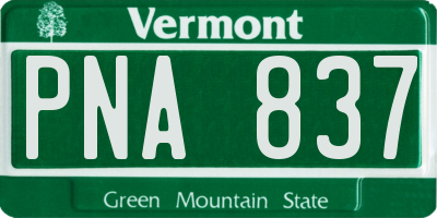 VT license plate PNA837
