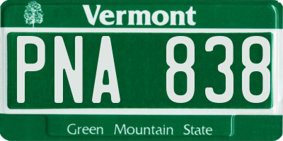 VT license plate PNA838
