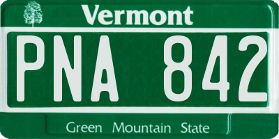 VT license plate PNA842