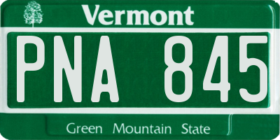 VT license plate PNA845