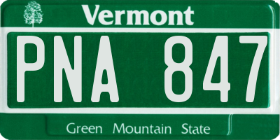 VT license plate PNA847